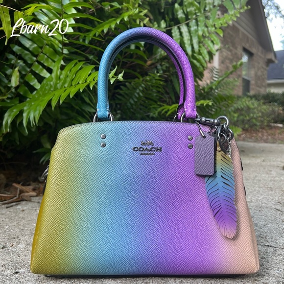 Coach Mini Lillie Ombré Pastel Satchel Bag Wallet and Matching Feather Set Pride - Picture 5 of 16